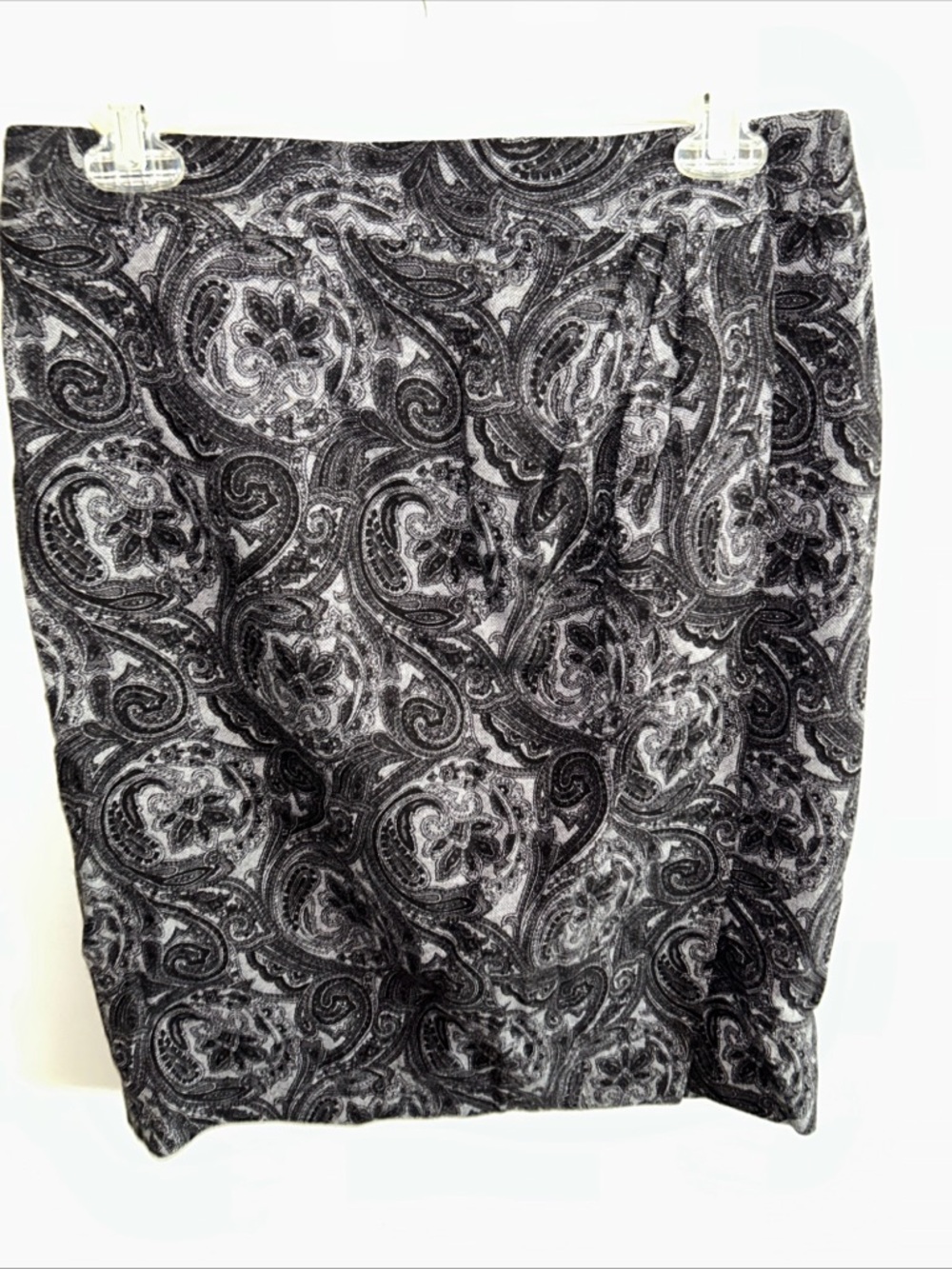 Talbots Black & Gray Paisley Pencil Skirt